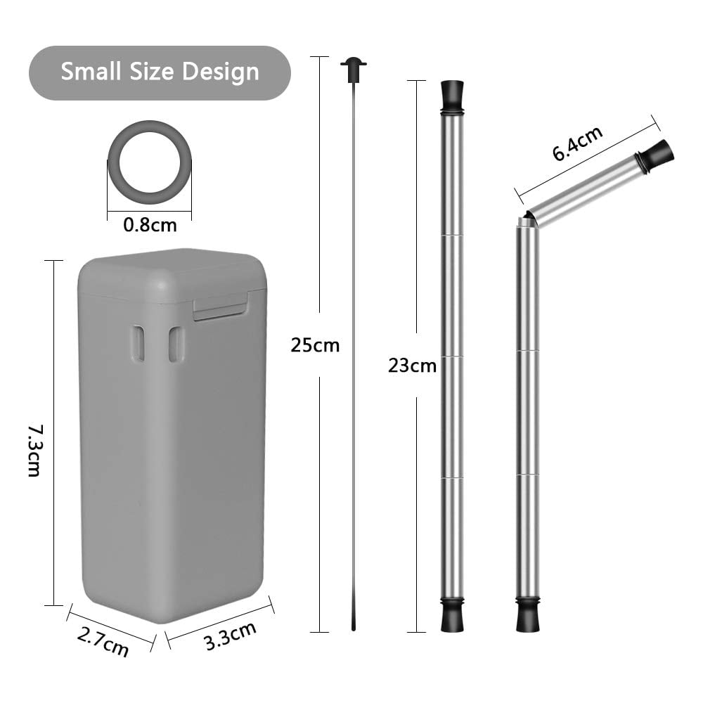 and Portable Straws for Travel Original Silicone Collapsible Straw- Folding Includes Cleaning Brush and Carrying Case by Aurdox Extra Long 10 Portable Straws 2 Pack for 30/&20 oz Tumbler Reusable